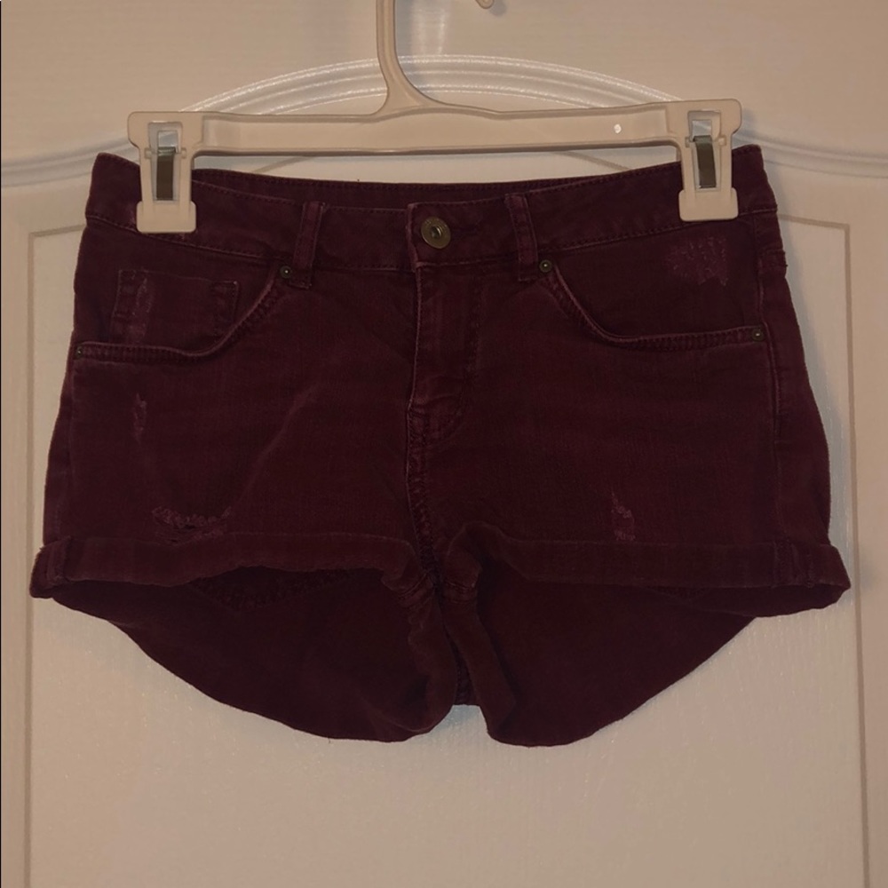Purple Denim Shorts